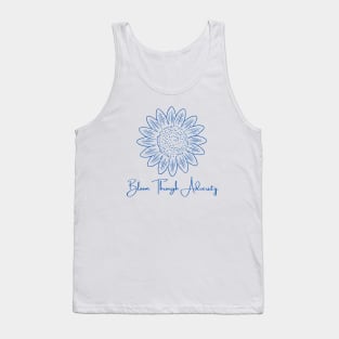 Bloom Through Adversity - Blue Sunflower Tank Top